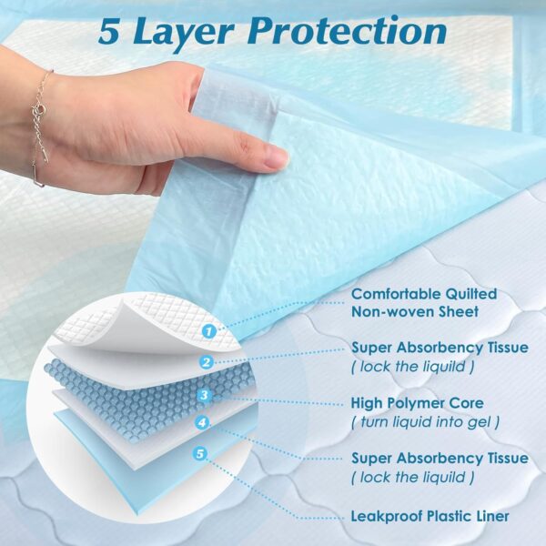 50 Count Super Absorbency Disposable Underpads, Leakproof Quick Drying Disposable Pads for Baby, Puppy and Adults, Disposable Changing Pads for Baby, Disposable Diaper Changing...