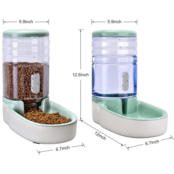 Automatic Dog Cat Feeder and Water Dispenser Gravity Food Feeder and Waterer Set with Pet Food Bowl for Small Medium Dog Puppy Kitten, Large Capacity 1 Gallon x 2