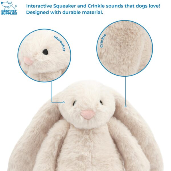 Best Pet Supplies Interactive Bunny Buddy Dog Toy with Crinkle and Squeaky Enrichment for Small and Medium Breed Puppies or Dogs, Cute and Plush - Bunny (Beige)