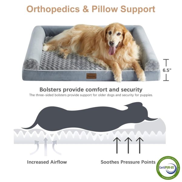 BFPETHOME Dog Beds for Large Dogs, Orthopedic Dog Bed for Medium Large Dogs,Big Waterproof Couch Pet Bed with Removable Washable Cover