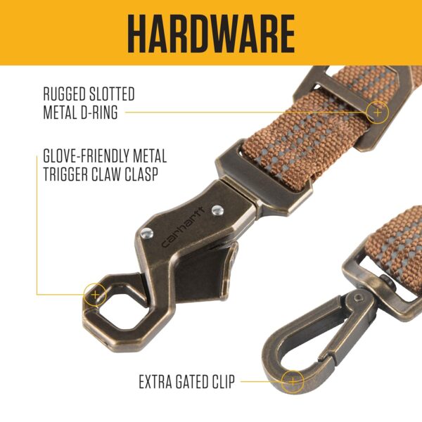 Carhartt Pet Durable Nylon Webbing Leashes for Dogs, Reflective Stitching for Visibility, Carhartt Brown (Nylon Webbing), Large