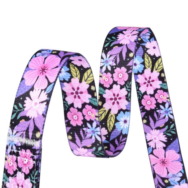 Dog Collar and Leash Set with Bohemia Floral Tribal Geometric Patterns - Soft Ethnic Style Collar Adjustable for Small Medium Large Dogs(Pink Floral Set,S)