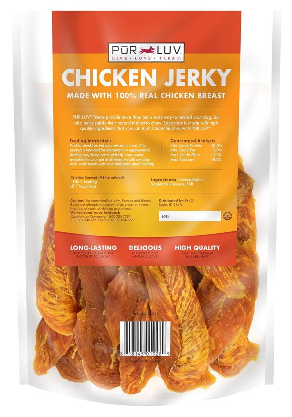 Dog Treats, Chicken Jerky for Dogs, Made with 100% Real Chicken Breast, 16 Ounces, Healthy, Easily Digestible, Long-Lasting, High Protein Dog Treat, Satisfies Dog's Urge to Chew