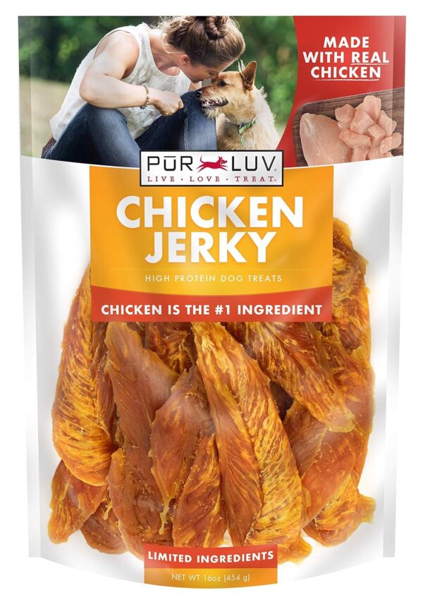 Dog Treats, Chicken Jerky for Dogs, Made with 100% Real Chicken Breast, 16 Ounces, Healthy, Easily Digestible, Long-Lasting, High Protein Dog Treat, Satisfies Dog's Urge to Chew