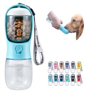 Dog Water Bottle with Food Container, Travel Puppy Water Bowl, Portable Pet Dispenser, Dog Gift Stuff Accessories Items, Puppy Essentials Necessities for Yorkie Cat Walking and...