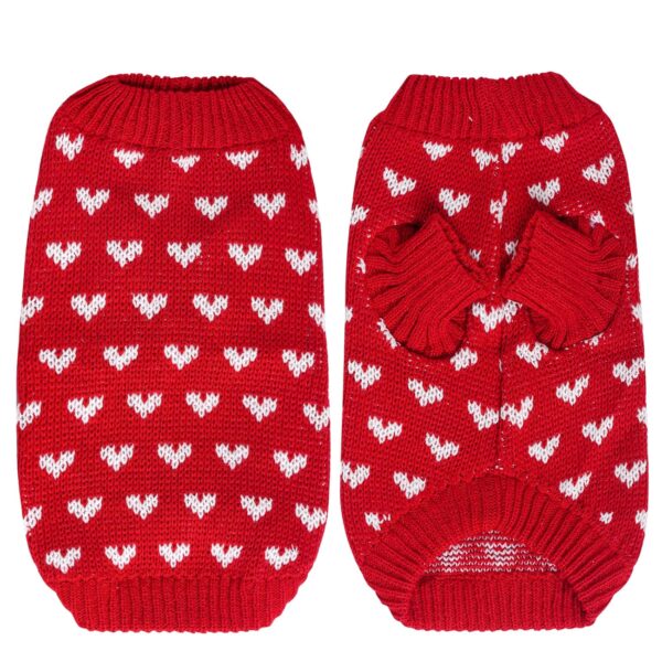 Dxhycc Dog Knitted Sweater Dog Heart Sweater Puppy Sweater Warm Soft Pet Holiday Clothes for Small Cats and Dogs (Red, S)