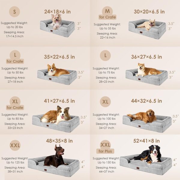 EHEYCIGA Orthopedic Dog Beds for Extra Large Dogs 44x32Inch, Waterproof Memory Foam XL Pet Bed with Sides, Non-Slip and Egg-Crate Foam Big Dog Couch Bed with Washable Removable...
