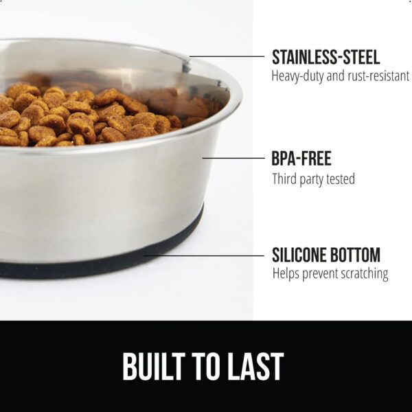 GORILLA GRIP Set of 2 Dog Bowls, Heavy Duty Metal Food and Water Bowl for Feeding Dogs and Cats, Dishwasher Safe, Rust Resistant Stainless Steel, BPA Free Rubber Base, Holds 2...