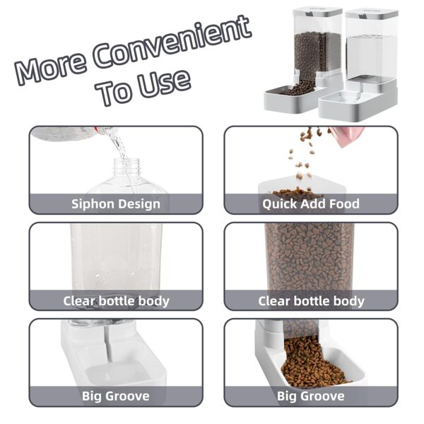 Gravity Pet Feeder and Water Dispenser Set, Automatic Dog Feeder and Dog Water Dispenser for Dogs Cats Pets Animals Large Capacity(3.8L)