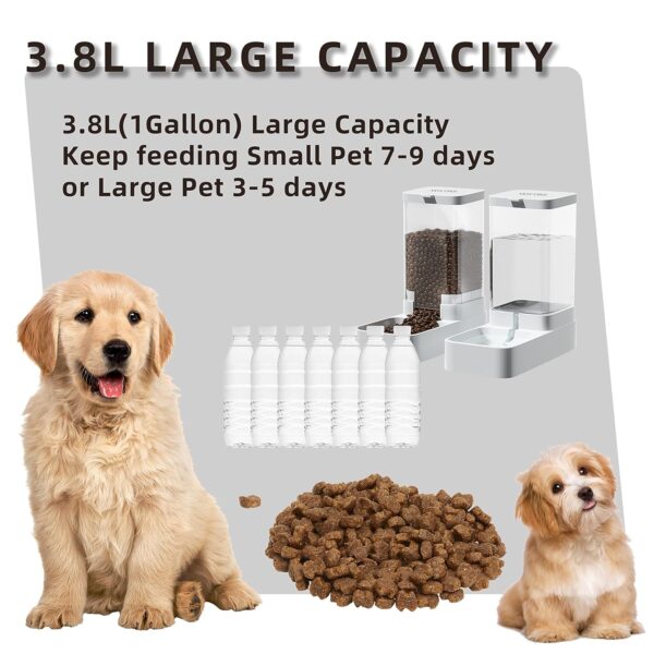 Gravity Pet Feeder and Water Dispenser Set, Automatic Dog Feeder and Dog Water Dispenser for Dogs Cats Pets Animals Large Capacity(3.8L)
