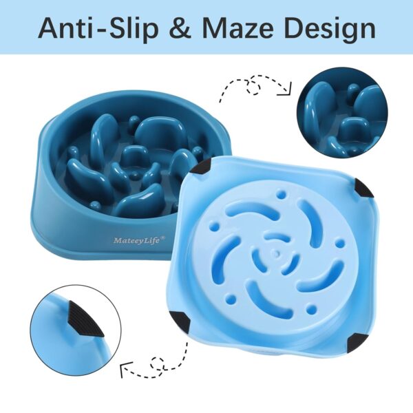 MateeyLife Slow Feeder Dog Bowls 2PCS, Anti-Choking Puzzle Dog Food Bowls, Anti-Slip Interactive Feeding Slow Down Eating, Bloat Stop Maze Dishes for All Breeds Pets