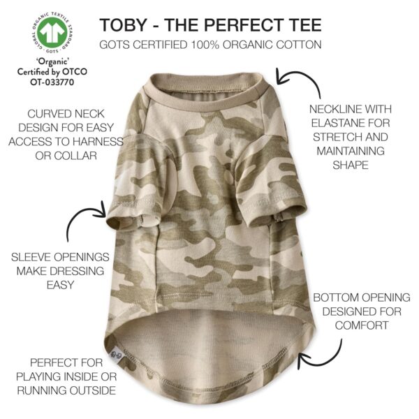 Multipack 100% Organic Cotton Dog Short Sleeve T-Shirt Pet Tees for All Breeds, Camo-Sand, Small