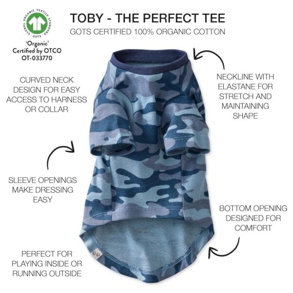 Multipack 100% Organic Cotton Dog Short Sleeve T-Shirt Pet Tees for All Breeds, Camo-Navy, Small