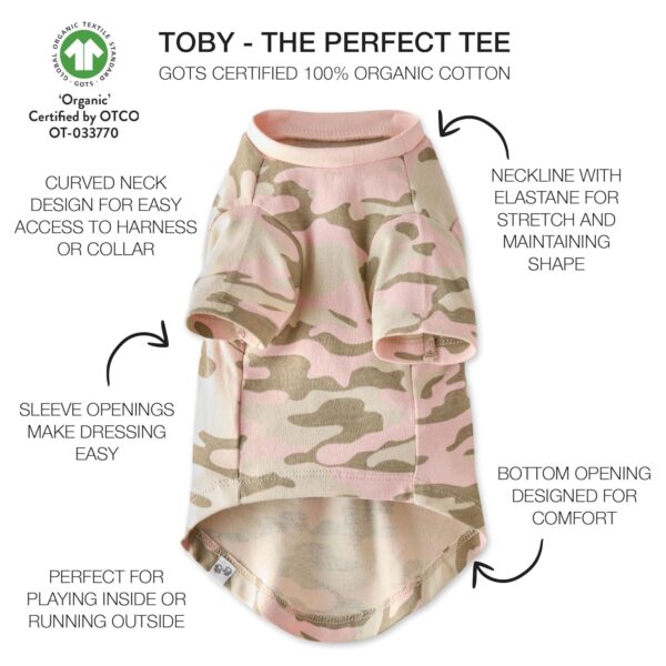 Multipack 100% Organic Cotton Dog Short Sleeve T-Shirt Pet Tees for All Breeds, Camo-Pink, Small