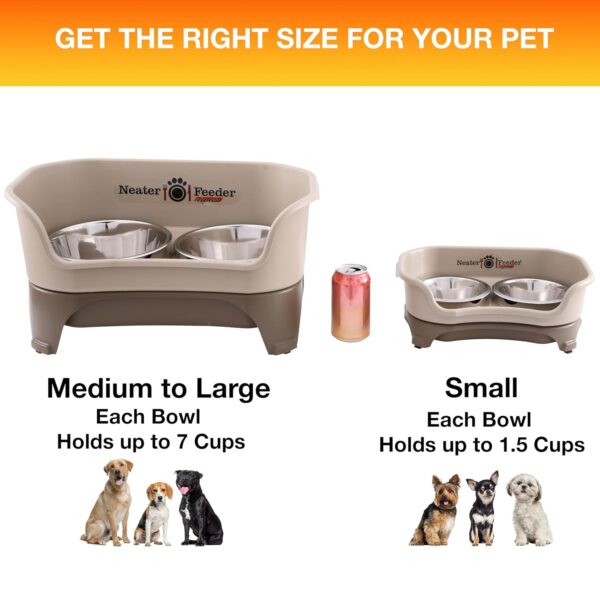 Neater Feeder Express Mess Proof Dog Bowls Elevated for Small Breeds under 15 Lb, Made in USA, No Spill Raised Dog Food Bowl Stand, Stainless Steel Food and Water Bowl Set,...