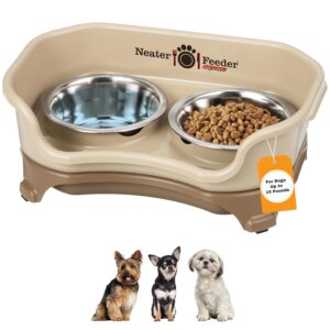 Neater Feeder Express Mess Proof Dog Bowls Elevated for Small Breeds under 15 Lb, Made in USA, No Spill Raised Dog Food Bowl Stand, Stainless Steel Food and Water Bowl Set,...