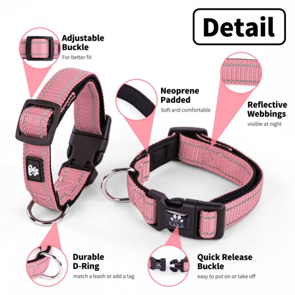 NESTROAD Reflective Dog Collar and Leash Set,Soft Neoprene Pet Collar with Quick Release Buckle,Adjustable Nylon Dog Collars for Small Medium Large Dogs(Medium Collar + 5FT...