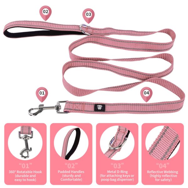 NESTROAD Reflective Dog Collar and Leash Set,Soft Neoprene Pet Collar with Quick Release Buckle,Adjustable Nylon Dog Collars for Small Medium Large Dogs(Medium Collar + 5FT...