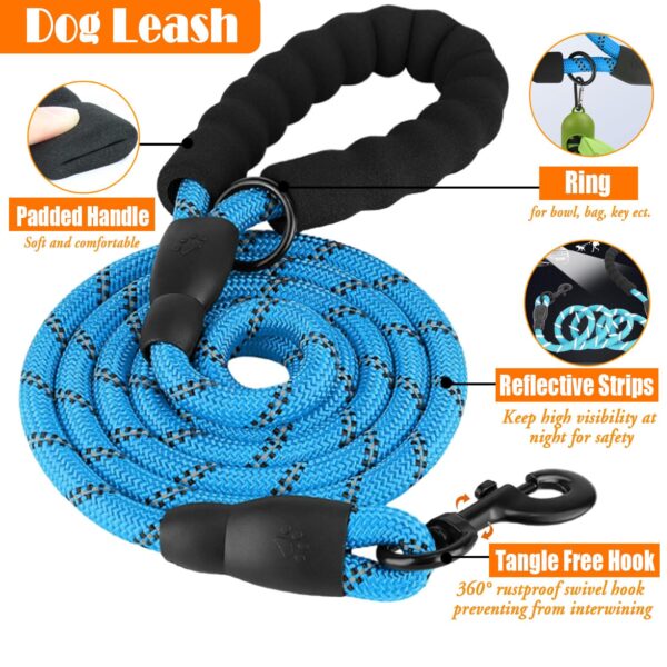 No Pull Dog Harness, Collar & Leash Set | Includes Dog Seat Belt, Collapsible Bowls & Poop Bag Dispenser. Ideal for Training, Walking, Hiking. Fits Small to Large Dogs(Blue-L)
