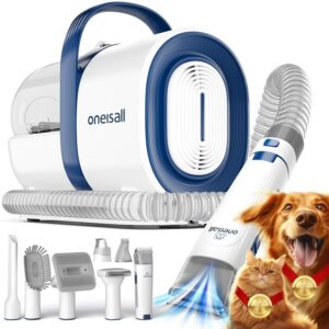 oneisall Dog Grooming Vacuum, Pet Grooming Vacuum with Clipper Nail Grinder, 1.5L Dust Cup Dog deshedding Vacuum Brush with 7 Pet Grooming Tools for Shedding Pet Hair, Home...