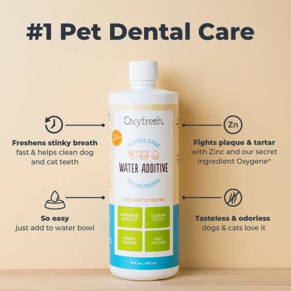 Oxyfresh Premium Pet Dental Care Solution Pet Water Additive: Best Way to Eliminate Bad Dog Breath and Cat Bad Breath - Fights Tartar & Plaque - So Easy, Just Add to Water! Vet...