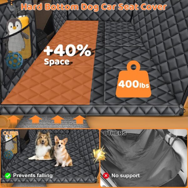 URPOWER Back Seat Extender for Dogs - Hard Bottom Dog Car Seat Cover with 1PC Leak-Proof Pee Pad, Foldable Dog Hammock for Car, SUV, and Truck, Pet Rear Seat Protector Dogs...