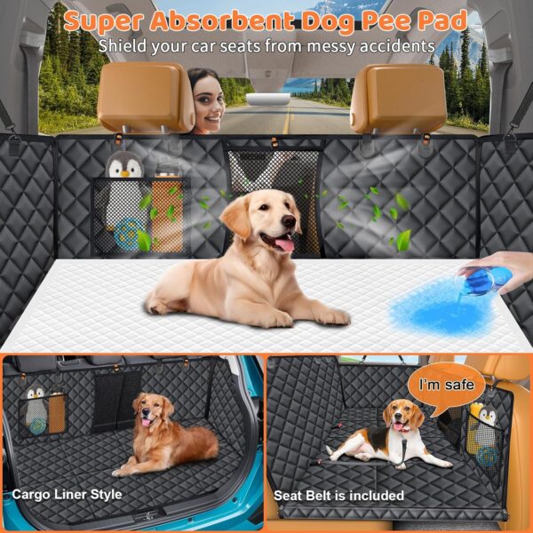 URPOWER Back Seat Extender for Dogs - Hard Bottom Dog Car Seat Cover with 1PC Leak-Proof Pee Pad, Foldable Dog Hammock for Car, SUV, and Truck, Pet Rear Seat Protector Dogs...