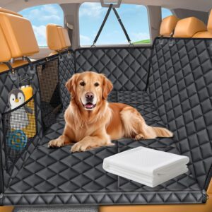 URPOWER Back Seat Extender for Dogs - Hard Bottom Dog Car Seat Cover with 1PC Leak-Proof Pee Pad, Foldable Dog Hammock for Car, SUV, and Truck, Pet Rear Seat Protector Dogs...