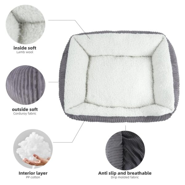 YUNIQUE Large Dog Bed - Plush Corduroy, Anti-Slip Bottom, Soft and Cozy for Dogs (Beige, Large)