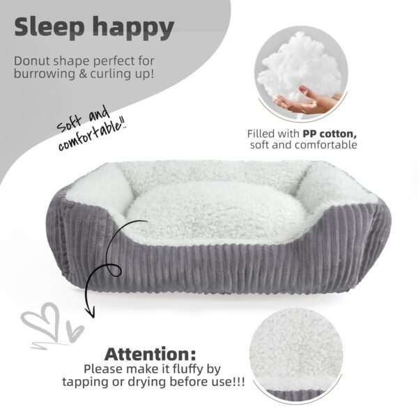 YUNIQUE Large Dog Bed - Plush Corduroy, Anti-Slip Bottom, Soft and Cozy for Dogs (Beige, Large)